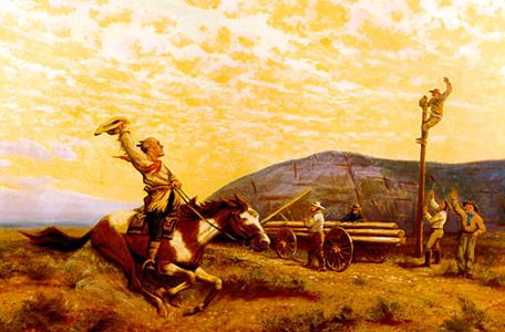 Painting of a Pony Express rider